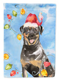 Christmas Lights Rottweiler House Flag 28x40 Porch Sleeve Pole Decorative Outside Yard Banner Artwork Wall Hanging, Polyester