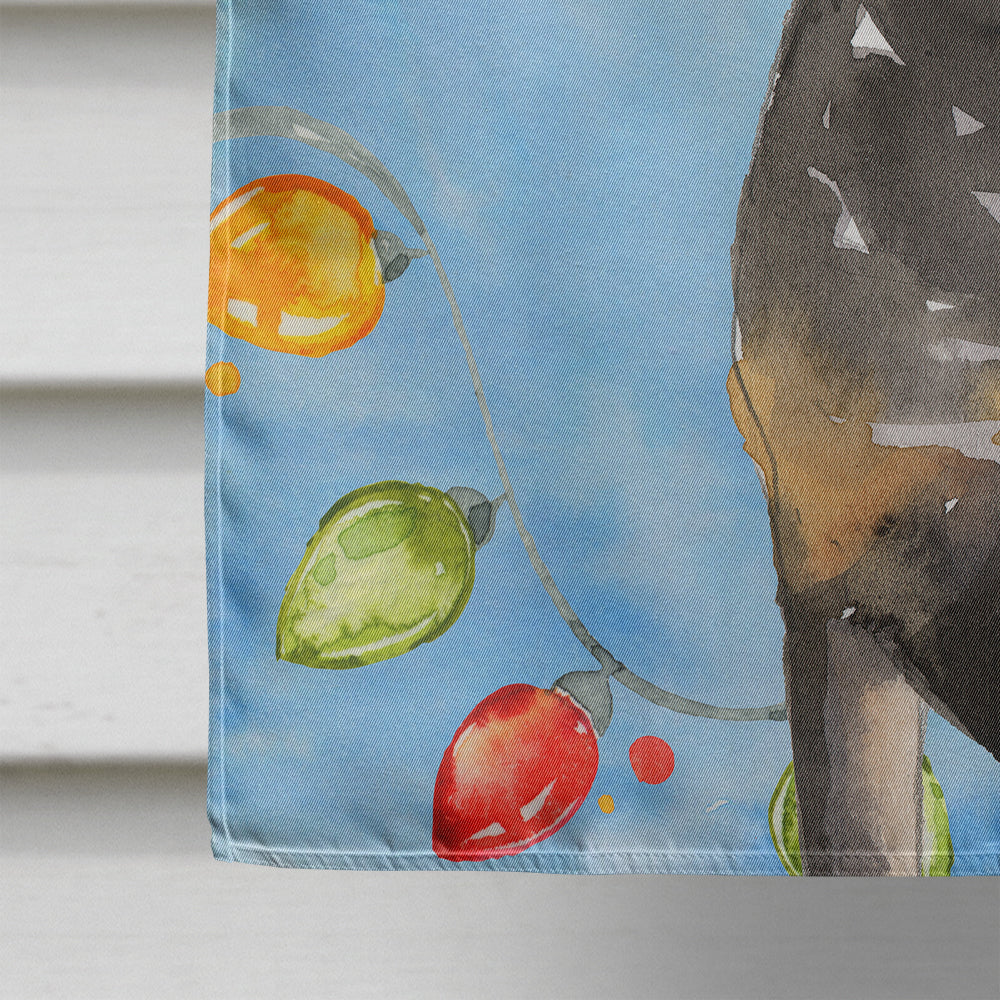 Christmas Lights Rottweiler House Flag 28x40 Porch Sleeve Pole Decorative Outside Yard Banner Artwork Wall Hanging, Polyester