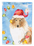 Christmas Lights Collie House Flag 28x40 Porch Sleeve Pole Decorative Outside Yard Banner Artwork Wall Hanging, Polyester