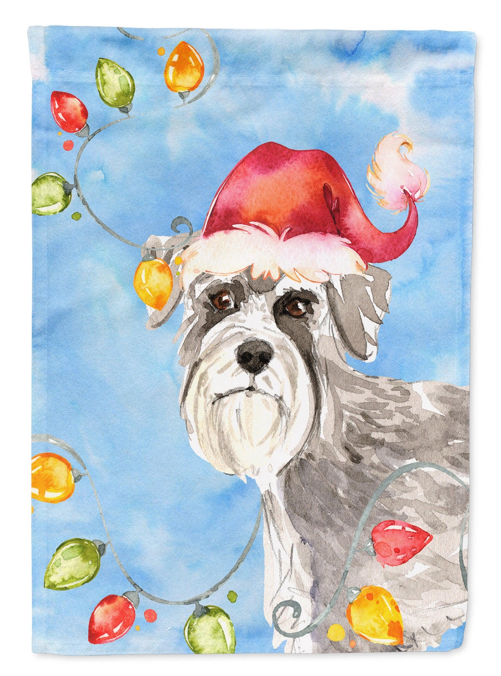 Christmas Lights Schnauzer #2 House Flag 28x40 Porch Sleeve Pole Decorative Outside Yard Banner Artwork Wall Hanging, Polyester