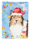 Christmas Lights Sheltie House Flag 28x40 Porch Sleeve Pole Decorative Outside Yard Banner Artwork Wall Hanging, Polyester