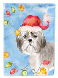 Christmas Lights Shih Tzu Puppy Cut House Flag 28x40 Porch Sleeve Pole Decorative Outside Yard Banner Artwork Wall Hanging, Polyester