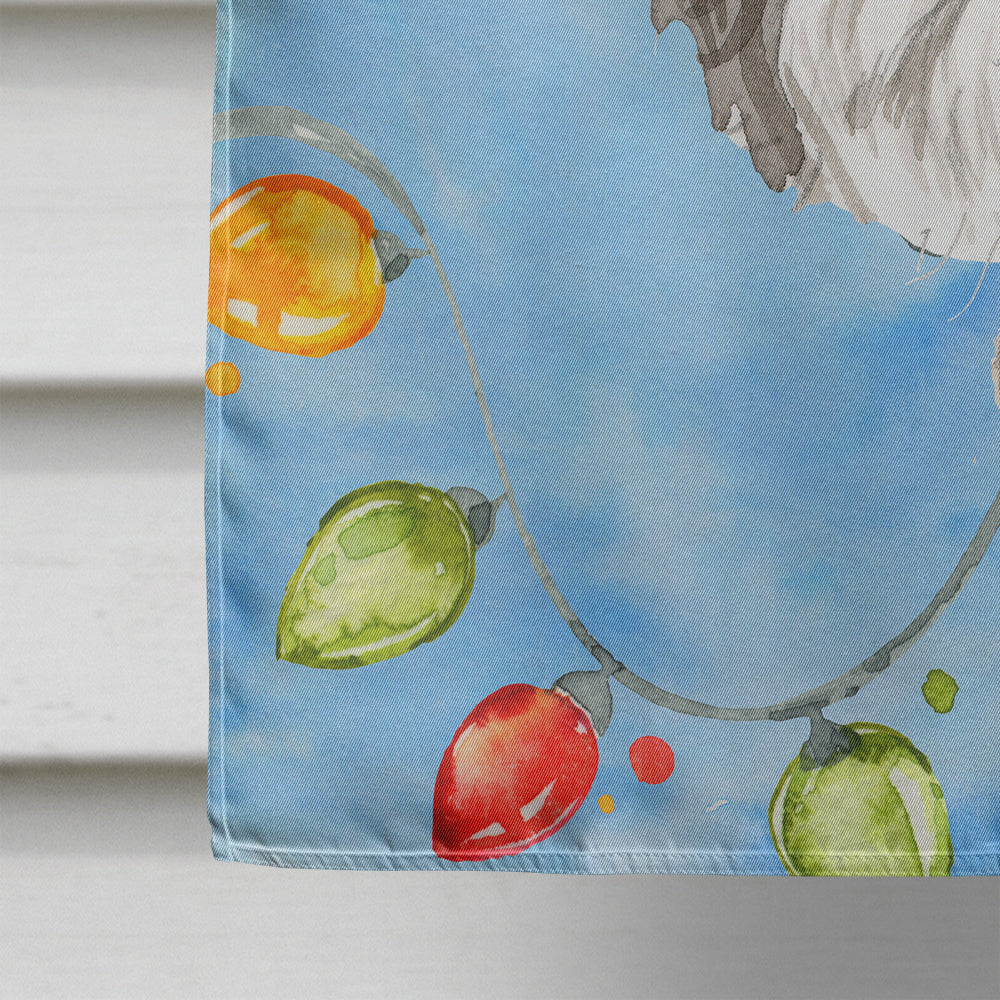 Christmas Lights Shih Tzu Puppy Cut House Flag 28x40 Porch Sleeve Pole Decorative Outside Yard Banner Artwork Wall Hanging, Polyester
