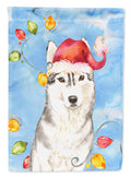 Christmas Lights Siberian Husky House Flag 28x40 Porch Sleeve Pole Decorative Outside Yard Banner Artwork Wall Hanging, Polyester
