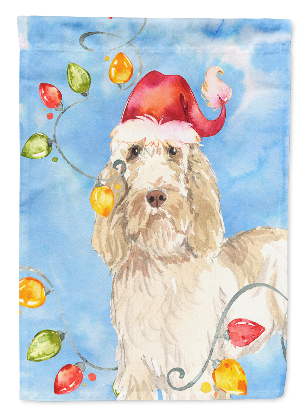 Christmas Lights Spinone Italiano House Flag 28x40 Porch Sleeve Pole Decorative Outside Yard Banner Artwork Wall Hanging, Polyester