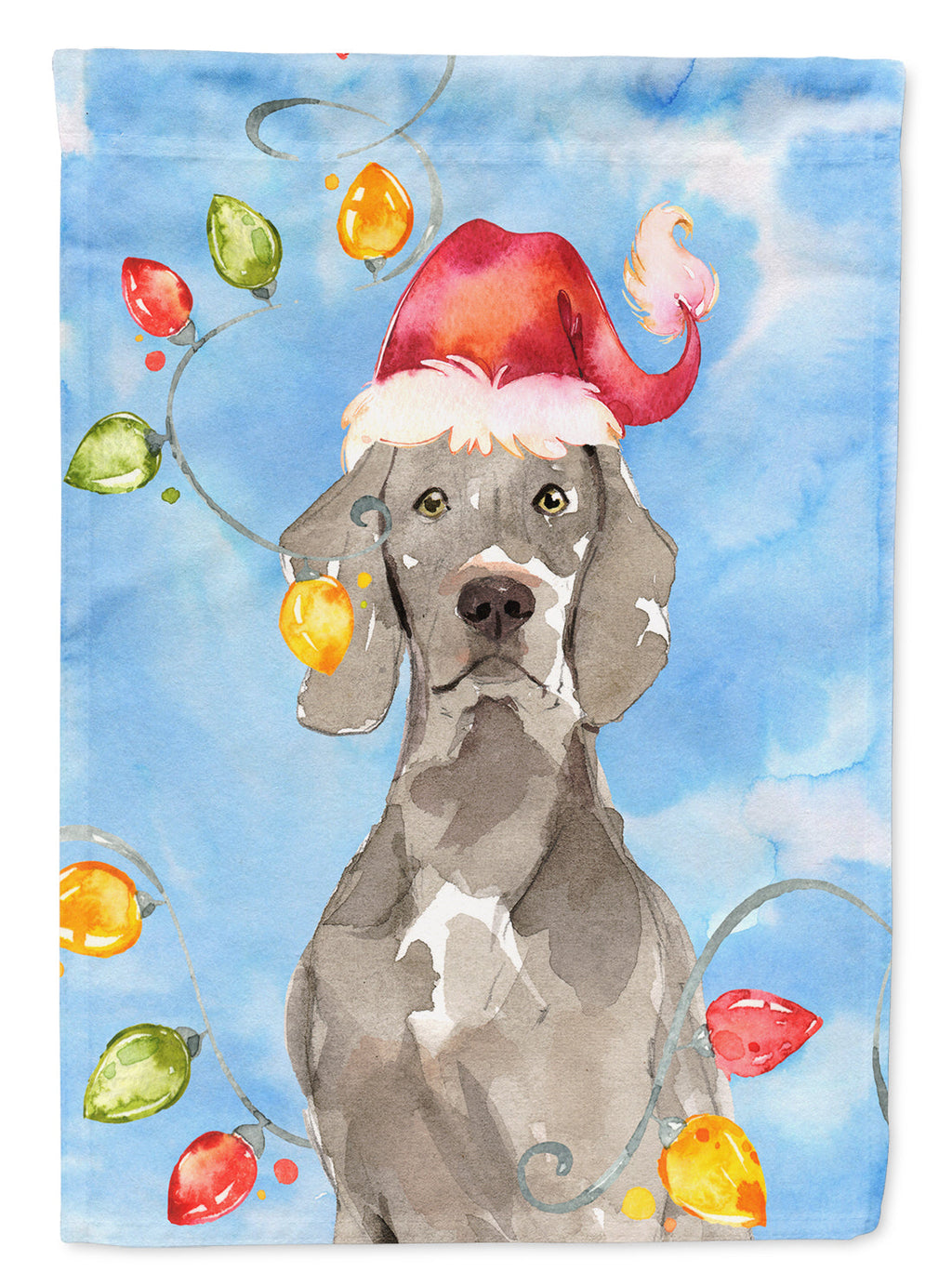Christmas Lights Weimaraner House Flag 28x40 Porch Sleeve Pole Decorative Outside Yard Banner Artwork Wall Hanging, Polyester