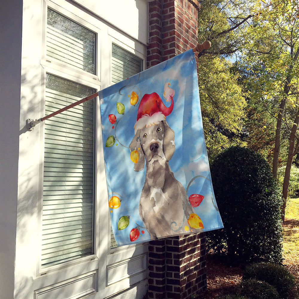 Christmas Lights Weimaraner House Flag 28x40 Porch Sleeve Pole Decorative Outside Yard Banner Artwork Wall Hanging, Polyester