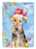 Christmas Lights Welsh Terrier House Flag 28x40 Porch Sleeve Pole Decorative Outside Yard Banner Artwork Wall Hanging, Polyester