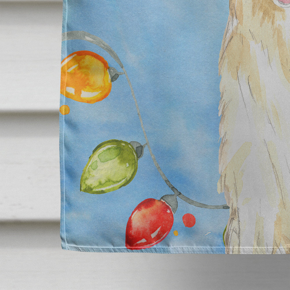 Christmas Lights White Collie House Flag 28x40 Porch Sleeve Pole Decorative Outside Yard Banner Artwork Wall Hanging, Polyester