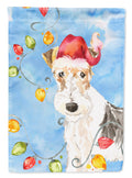 Christmas Lights Fox Terrier House Flag 28x40 Porch Sleeve Pole Decorative Outside Yard Banner Artwork Wall Hanging, Polyester