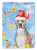 Christmas Lights Staffordshire Bull Terrier House Flag 28x40 Porch Sleeve Pole Decorative Outside Yard Banner Artwork Wall Hanging, Polyester