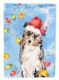 Christmas Lights Australian Shepherd House Flag 28x40 Porch Sleeve Pole Decorative Outside Yard Banner Artwork Wall Hanging, Polyester
