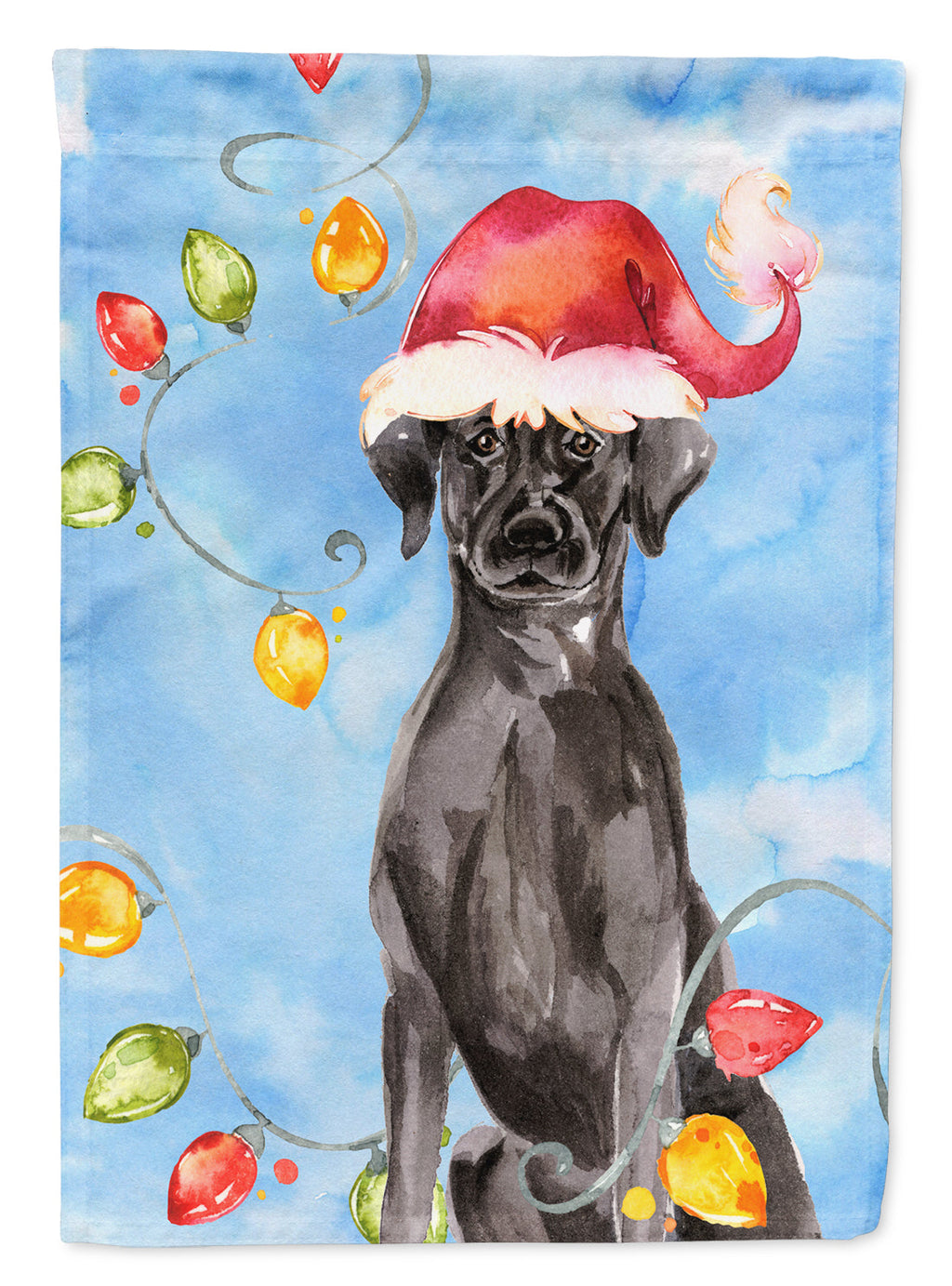 Christmas Lights Black Labrador Retriever House Flag 28x40 Porch Sleeve Pole Decorative Outside Yard Banner Artwork Wall Hanging, Polyester