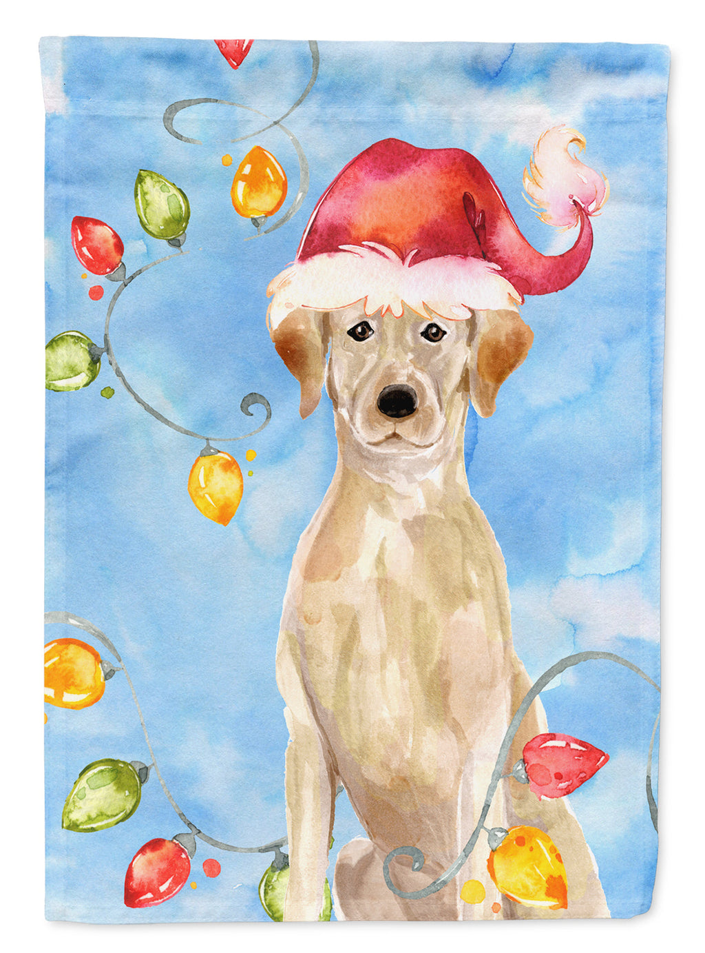 Christmas Lights Yellow Labrador Retriever House Flag 28x40 Porch Sleeve Pole Decorative Outside Yard Banner Artwork Wall Hanging, Polyester