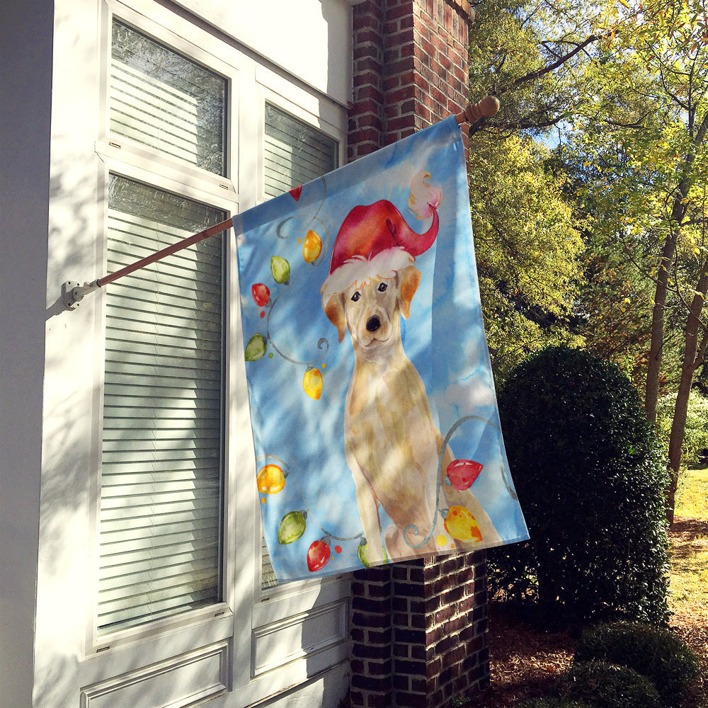 Christmas Lights Yellow Labrador Retriever House Flag 28x40 Porch Sleeve Pole Decorative Outside Yard Banner Artwork Wall Hanging, Polyester