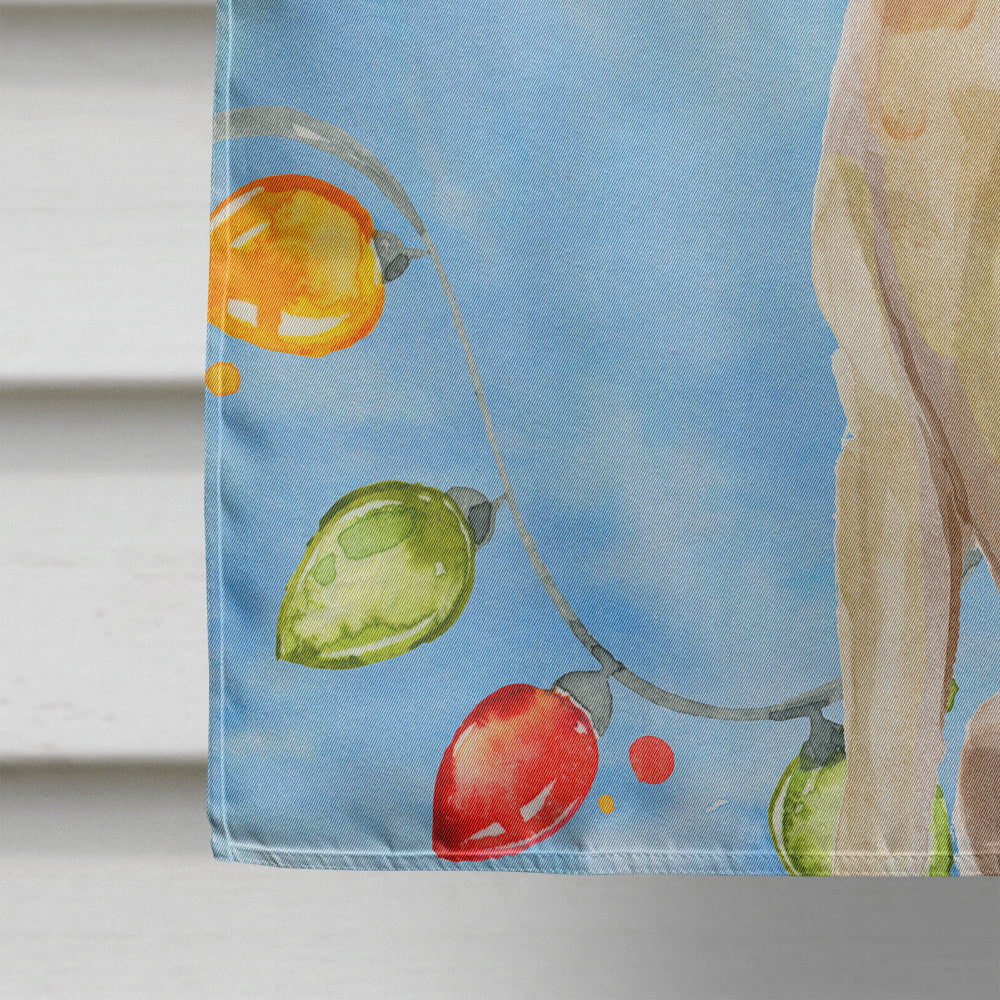 Christmas Lights Yellow Labrador Retriever House Flag 28x40 Porch Sleeve Pole Decorative Outside Yard Banner Artwork Wall Hanging, Polyester