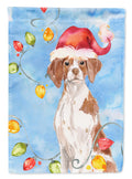 Christmas Lights Brittany Spaniel House Flag 28x40 Porch Sleeve Pole Decorative Outside Yard Banner Artwork Wall Hanging, Polyester