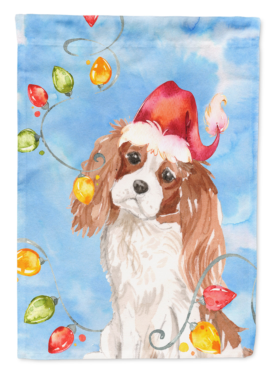 Christmas Lights Blenheim Cavalier Spaniel House Flag 28x40 Porch Sleeve Pole Decorative Outside Yard Banner Artwork Wall Hanging, Polyester