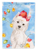 Christmas Lights Westie House Flag 28x40 Porch Sleeve Pole Decorative Outside Yard Banner Artwork Wall Hanging, Polyester