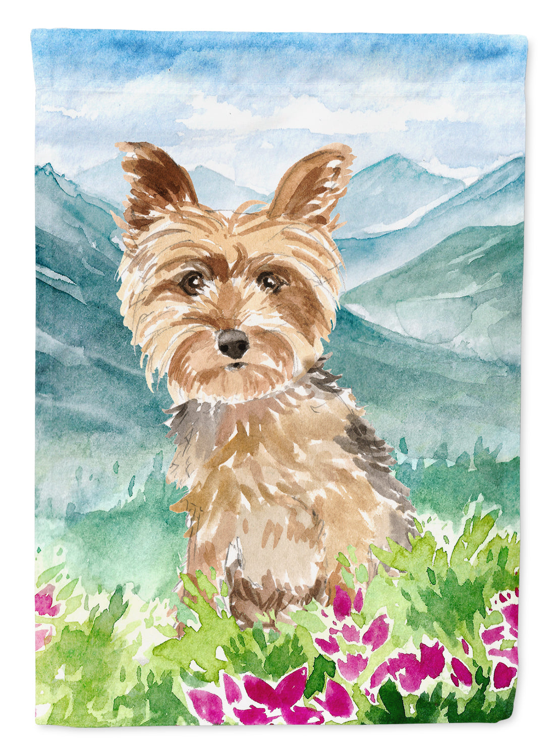 Mountian Flowers Yorkshire Terrier Yorkie House Flag 28x40 Porch Sleeve Pole Decorative Outside Yard Banner Artwork Wall Hanging, Polyester