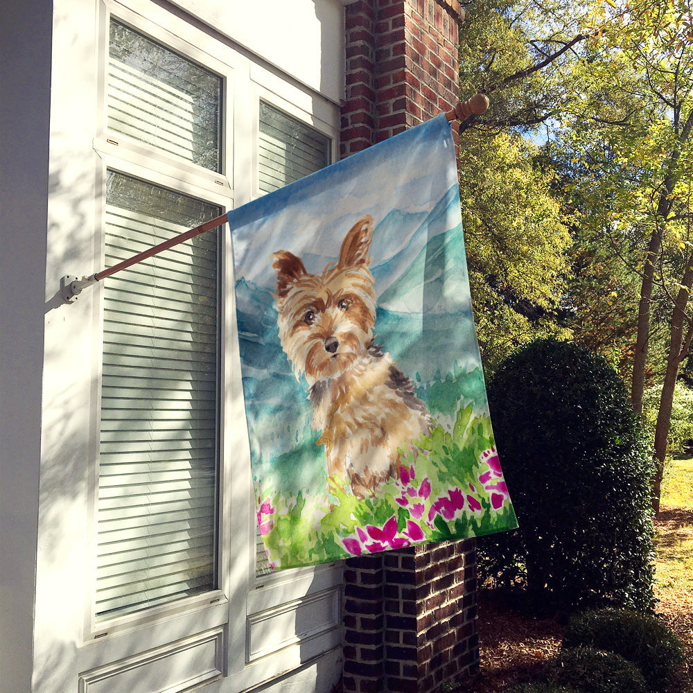 Mountian Flowers Yorkshire Terrier Yorkie House Flag 28x40 Porch Sleeve Pole Decorative Outside Yard Banner Artwork Wall Hanging, Polyester