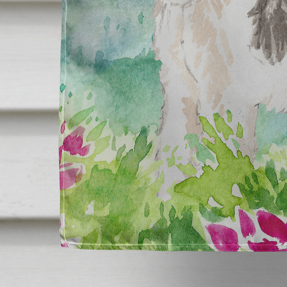 Mountian Flowers Fox Terrier House Flag 28x40 Porch Sleeve Pole Decorative Outside Yard Banner Artwork Wall Hanging, Polyester