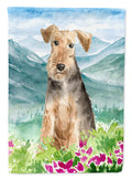 Mountian Flowers Welsh Terrier House Flag 28x40 Porch Sleeve Pole Decorative Outside Yard Banner Artwork Wall Hanging, Polyester