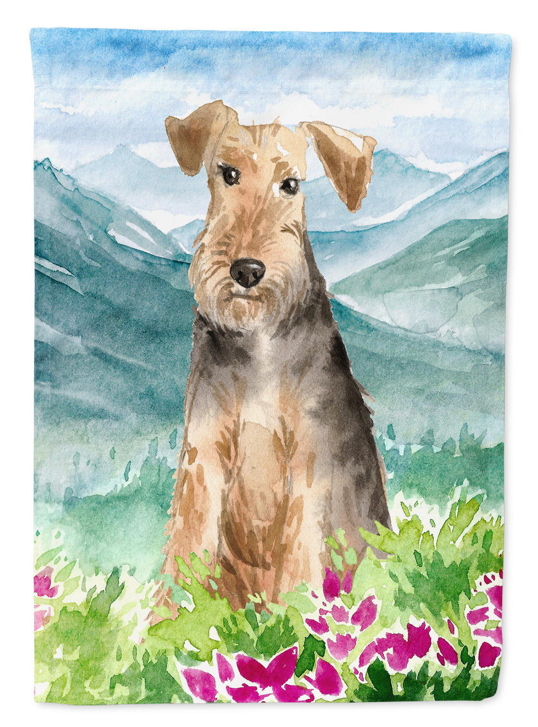 Mountian Flowers Welsh Terrier House Flag 28x40 Porch Sleeve Pole Decorative Outside Yard Banner Artwork Wall Hanging, Polyester