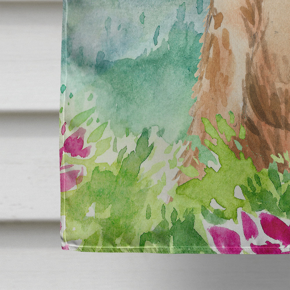 Mountian Flowers Welsh Terrier House Flag 28x40 Porch Sleeve Pole Decorative Outside Yard Banner Artwork Wall Hanging, Polyester