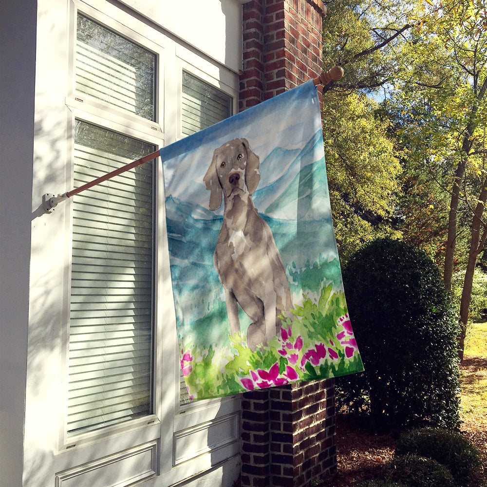 Mountian Flowers Weimaraner House Flag 28x40 Porch Sleeve Pole Decorative Outside Yard Banner Artwork Wall Hanging, Polyester