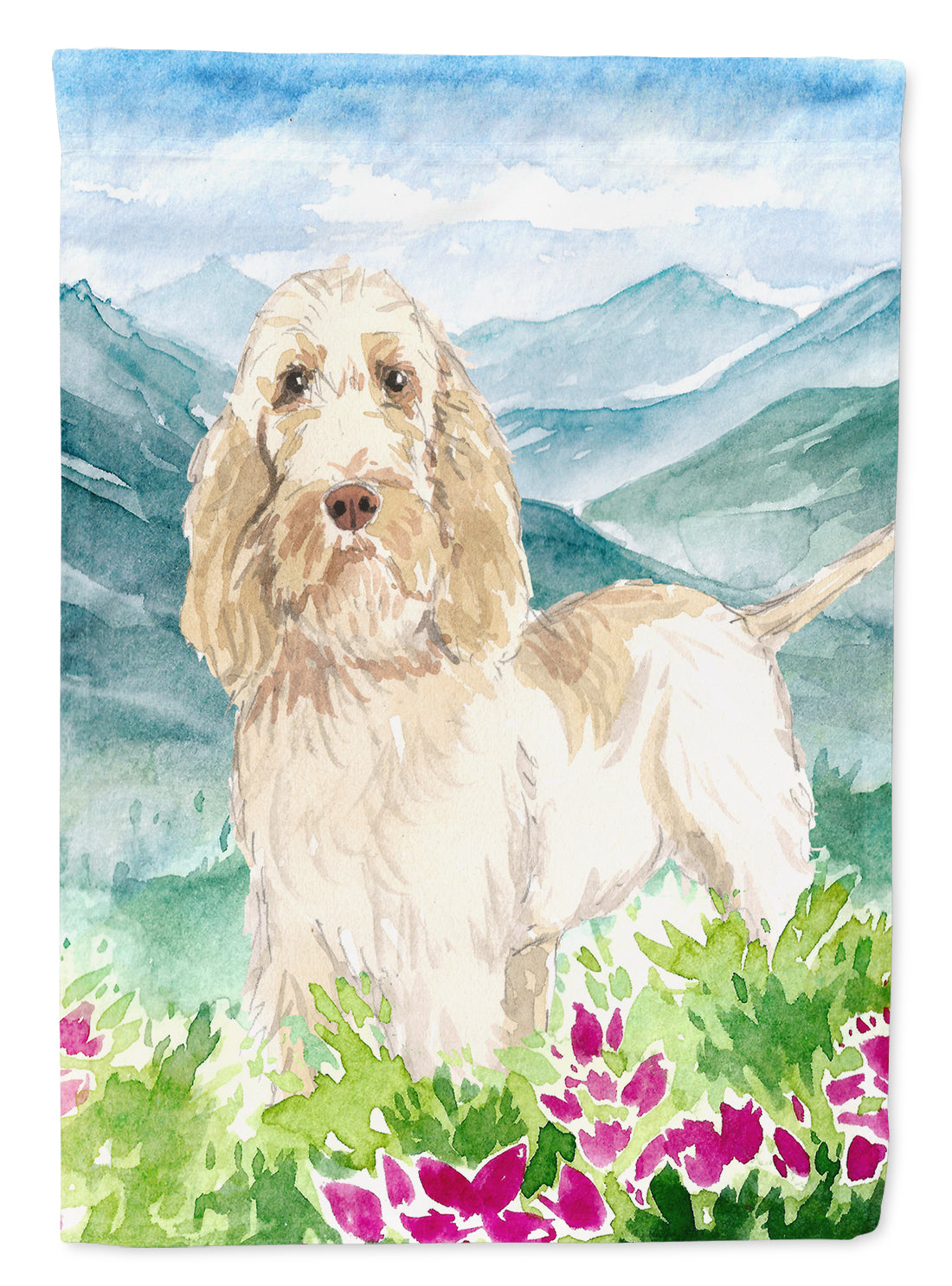 Mountian Flowers Spinone Italiano House Flag 28x40 Porch Sleeve Pole Decorative Outside Yard Banner Artwork Wall Hanging, Polyester