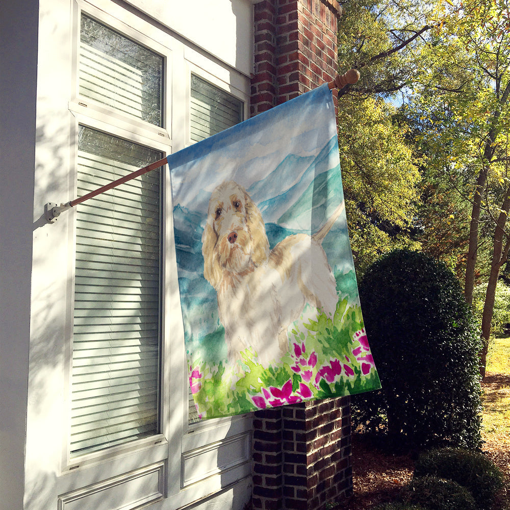 Mountian Flowers Spinone Italiano House Flag 28x40 Porch Sleeve Pole Decorative Outside Yard Banner Artwork Wall Hanging, Polyester