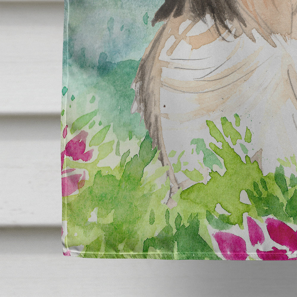 Mountain Flowers Shih Tzu House Flag 28x40 Porch Sleeve Pole Decorative Outside Yard Banner Artwork Wall Hanging, Polyester