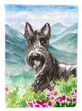 Mountain Flowers Scottish Terrier House Flag 28x40 Porch Sleeve Pole Decorative Outside Yard Banner Artwork Wall Hanging, Polyester