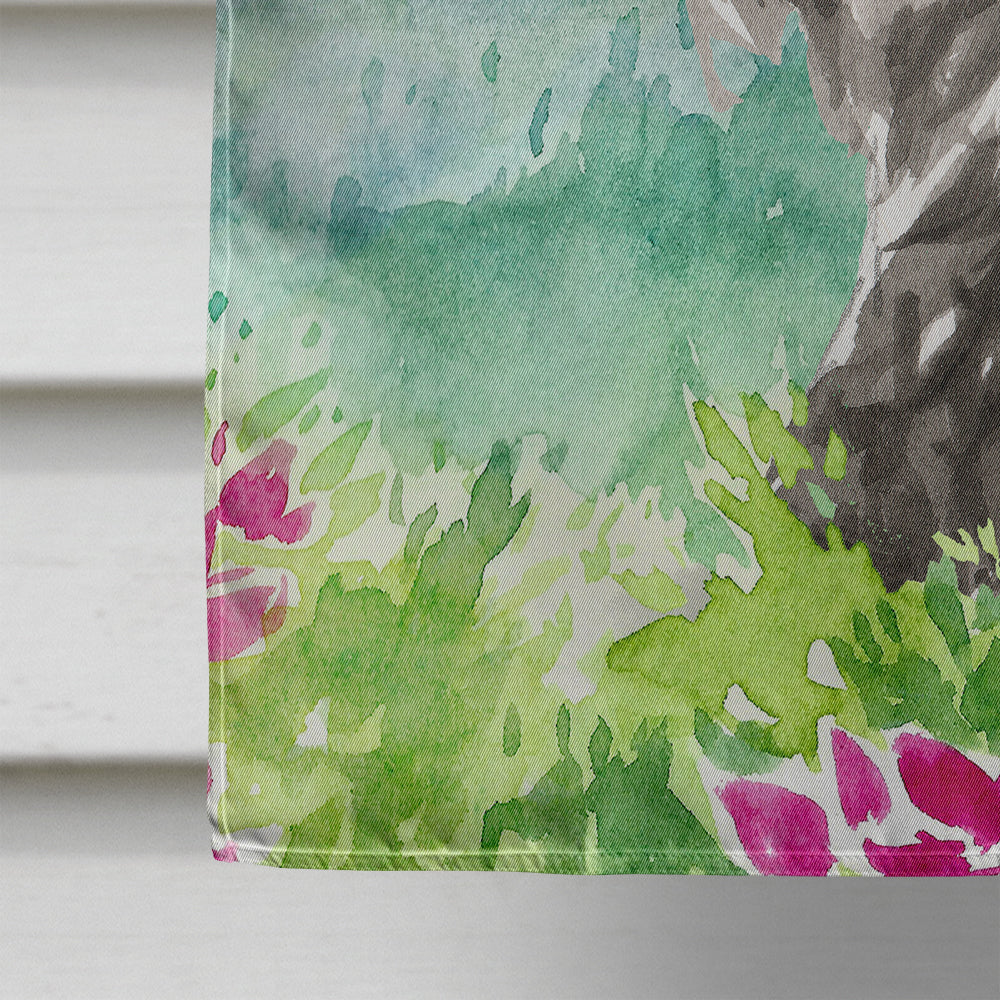 Mountain Flowers Scottish Terrier House Flag 28x40 Porch Sleeve Pole Decorative Outside Yard Banner Artwork Wall Hanging, Polyester