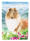 Mountain Flowers Smooth Collie House Flag 28x40 Porch Sleeve Pole Decorative Outside Yard Banner Artwork Wall Hanging, Polyester