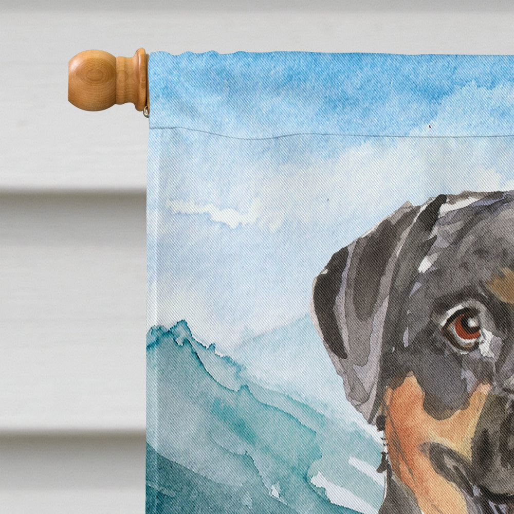 Mountain Flowers Rottweiler House Flag 28x40 Porch Sleeve Pole Decorative Outside Yard Banner Artwork Wall Hanging, Polyester