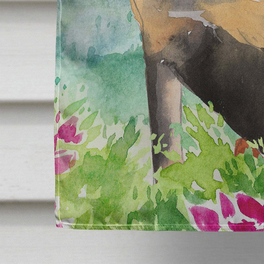 Mountain Flowers Rottweiler House Flag 28x40 Porch Sleeve Pole Decorative Outside Yard Banner Artwork Wall Hanging, Polyester