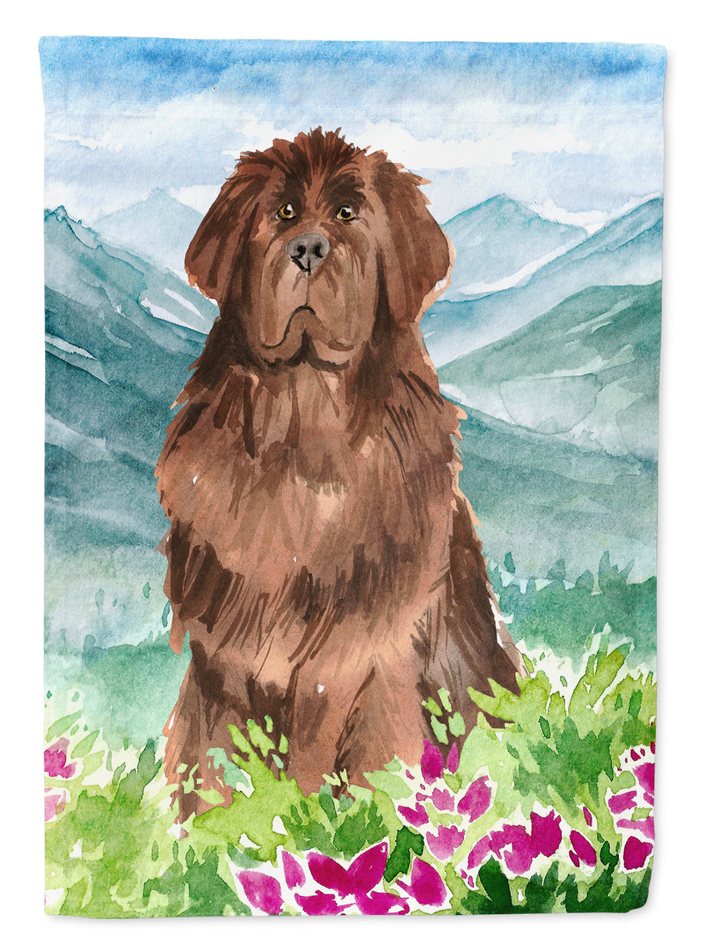 Mountain Flowers Newfoundland House Flag 28x40 Porch Sleeve Pole Decorative Outside Yard Banner Artwork Wall Hanging, Polyester