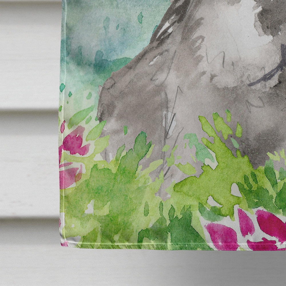 Mountain Flowers Schnauzer #2 House Flag 28x40 Porch Sleeve Pole Decorative Outside Yard Banner Artwork Wall Hanging, Polyester