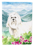 Mountain Flowers Maltese House Flag 28x40 Porch Sleeve Pole Decorative Outside Yard Banner Artwork Wall Hanging, Polyester