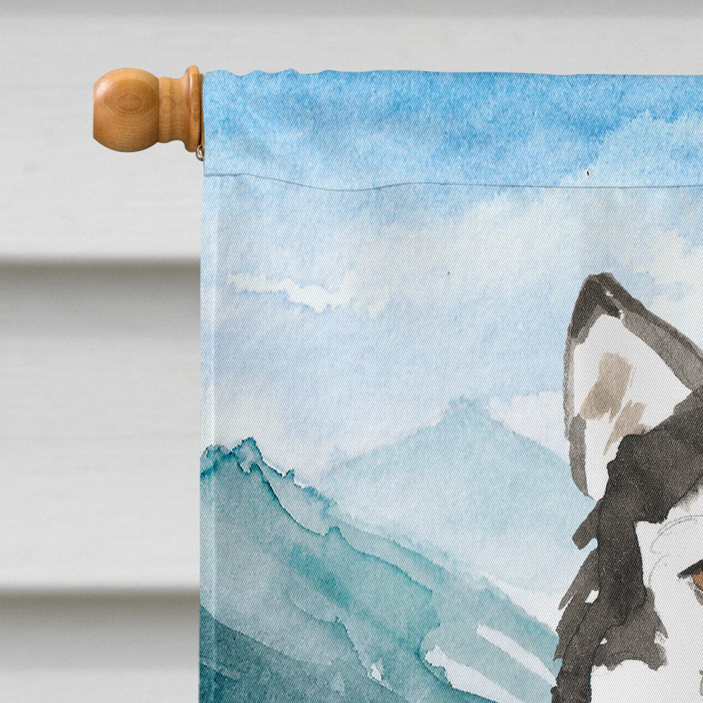 Mountain Flowers Alaskan Malamute House Flag 28x40 Porch Sleeve Pole Decorative Outside Yard Banner Artwork Wall Hanging, Polyester