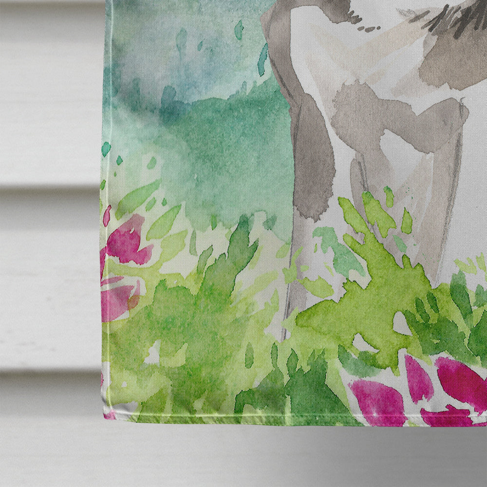 Mountain Flowers Alaskan Malamute House Flag 28x40 Porch Sleeve Pole Decorative Outside Yard Banner Artwork Wall Hanging, Polyester