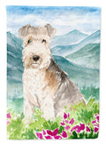 Mountain Flowers Lakeland Terrier House Flag 28x40 Porch Sleeve Pole Decorative Outside Yard Banner Artwork Wall Hanging, Polyester