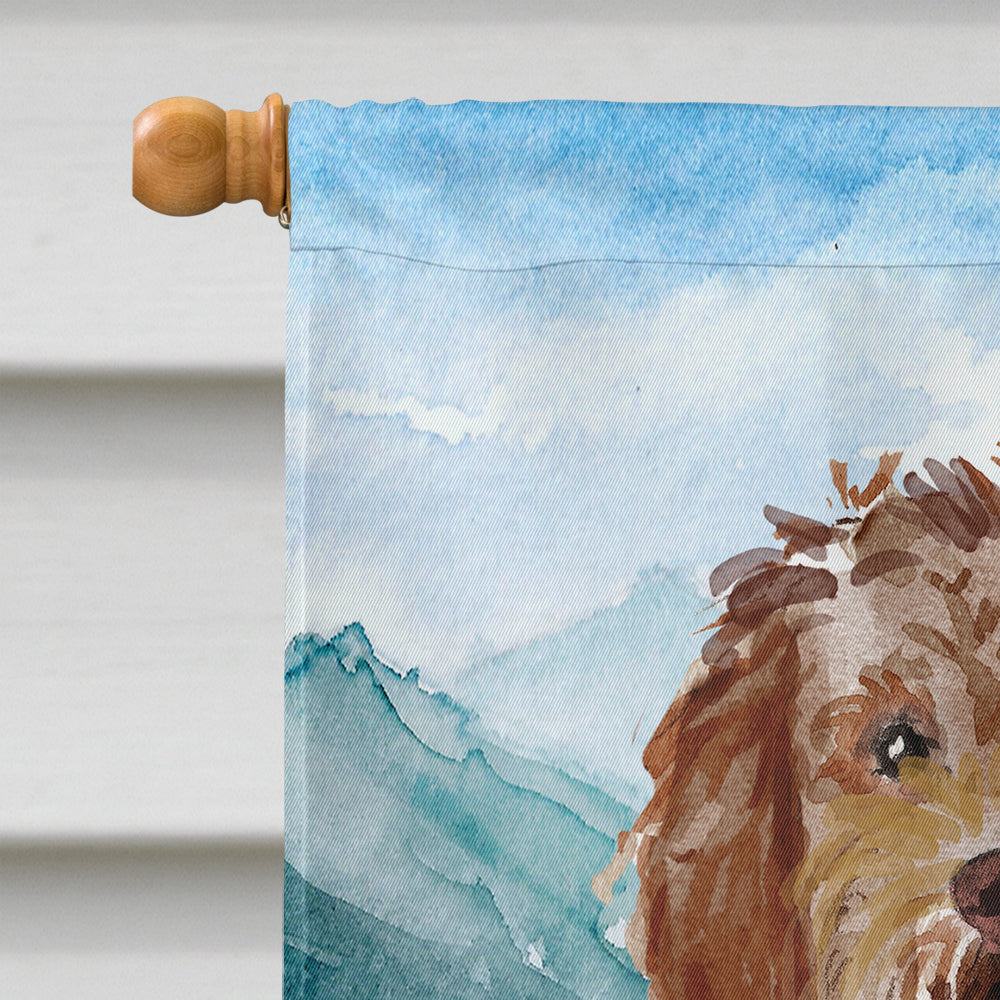 Mountain Flowers Labradoodle House Flag 28x40 Porch Sleeve Pole Decorative Outside Yard Banner Artwork Wall Hanging, Polyester