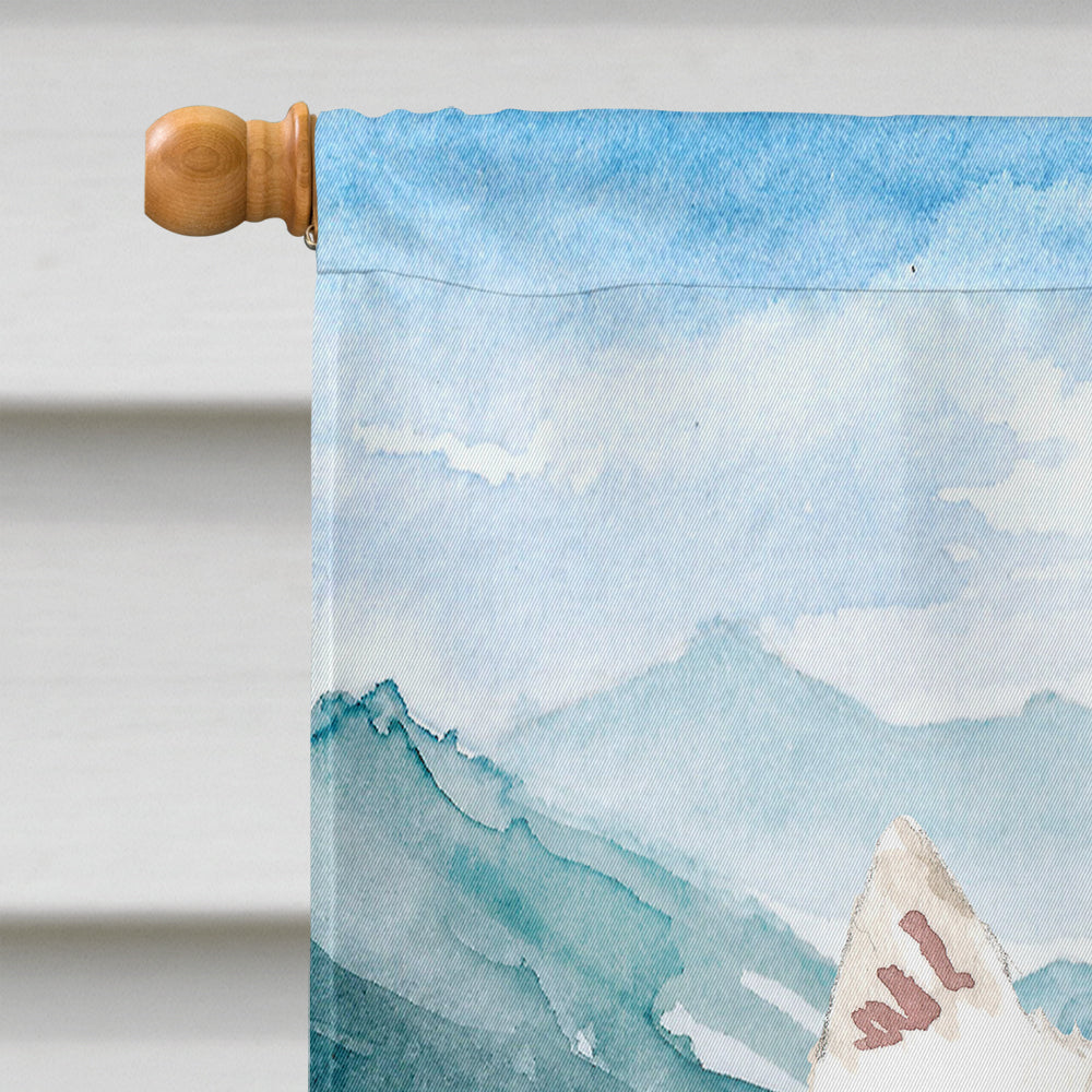 Mountain Flowers Japanese Spitz House Flag 28x40 Porch Sleeve Pole Decorative Outside Yard Banner Artwork Wall Hanging, Polyester
