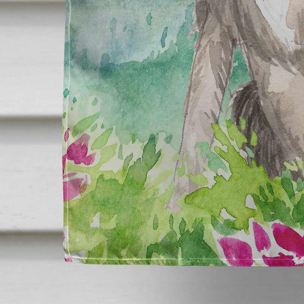 Mountain Flowers Irish Wolfhound House Flag 28x40 Porch Sleeve Pole Decorative Outside Yard Banner Artwork Wall Hanging, Polyester