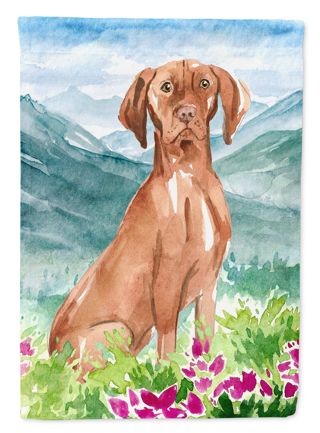 Mountain Flowers Vizsla House Flag 28x40 Porch Sleeve Pole Decorative Outside Yard Banner Artwork Wall Hanging, Polyester