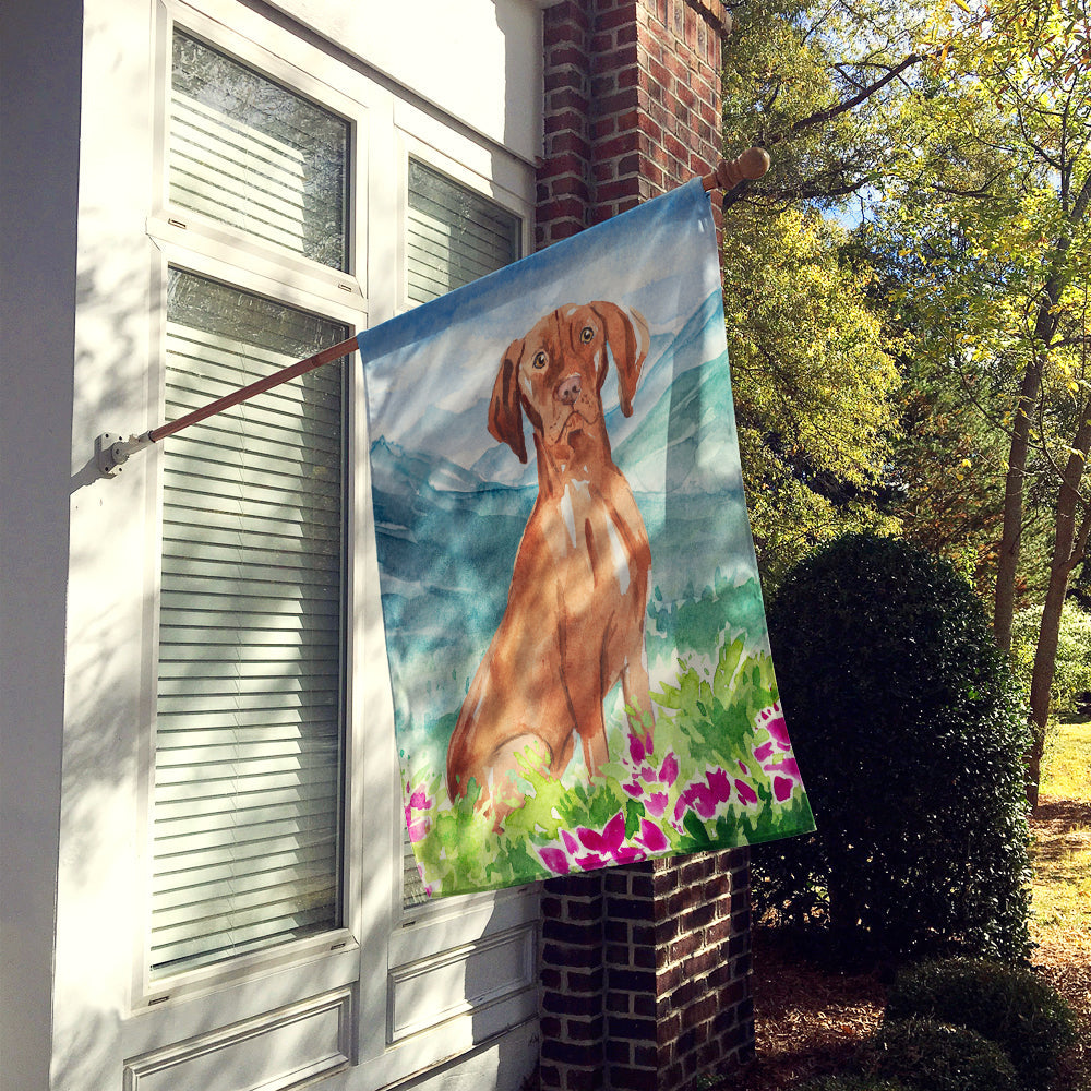 Mountain Flowers Vizsla House Flag 28x40 Porch Sleeve Pole Decorative Outside Yard Banner Artwork Wall Hanging, Polyester