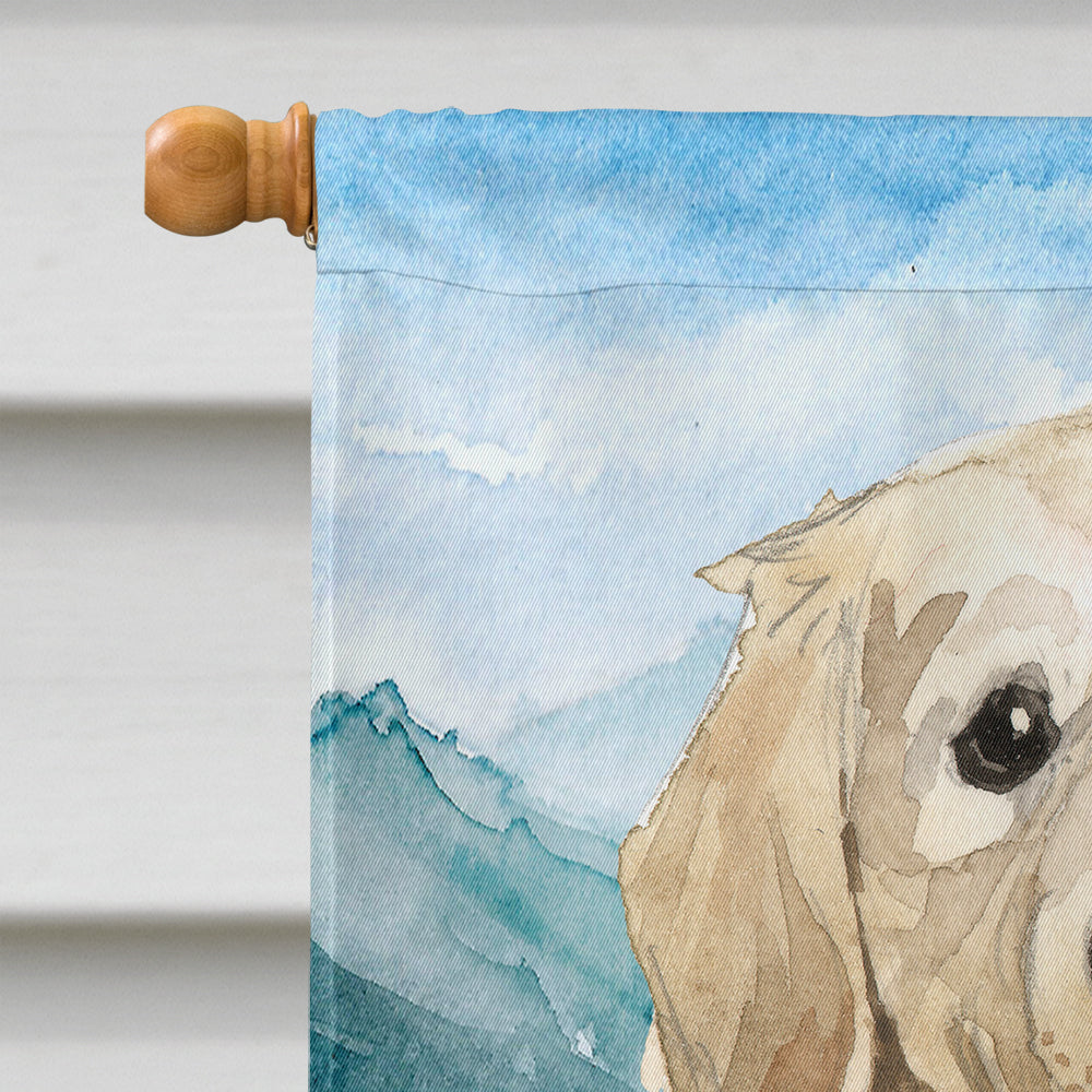 Mountain Flowers Golden Retriever House Flag 28x40 Porch Sleeve Pole Decorative Outside Yard Banner Artwork Wall Hanging, Polyester
